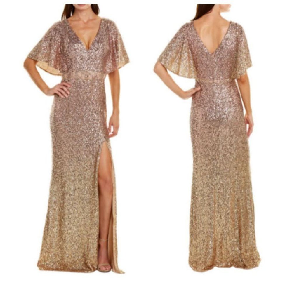 Marchesa Notte Gold Sequin Gown